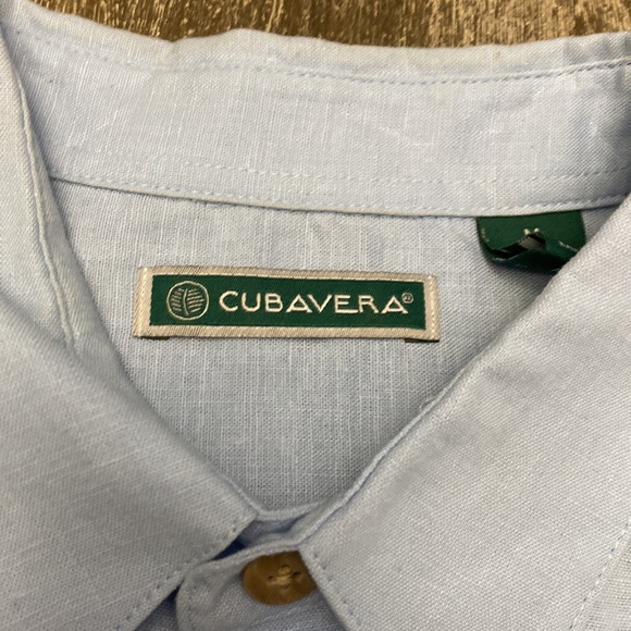 CubaVera linen Cotten button up shirt blue with pocket - Picture 2 of 7